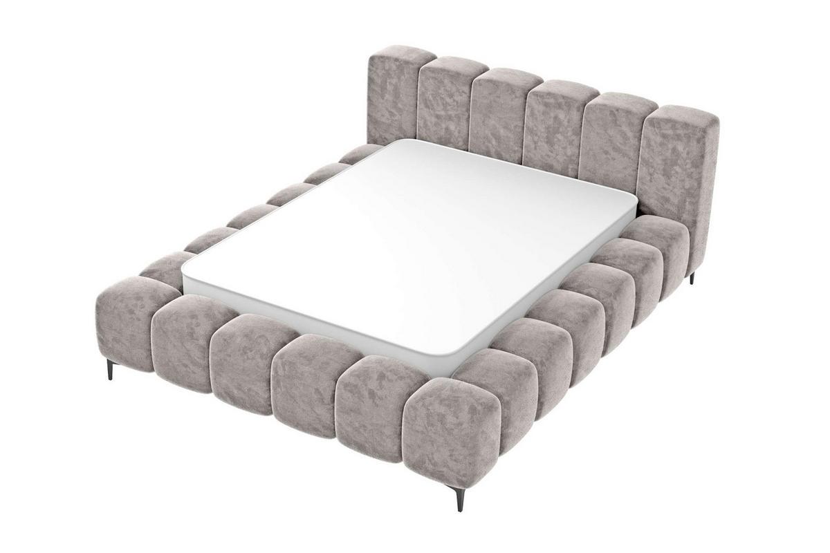 POLSTERBETT COZY Chenille Blaugrau 140/200 cm - Blaugrau/Schwarz, Textil/Metall (140/200cm) - 99rooms