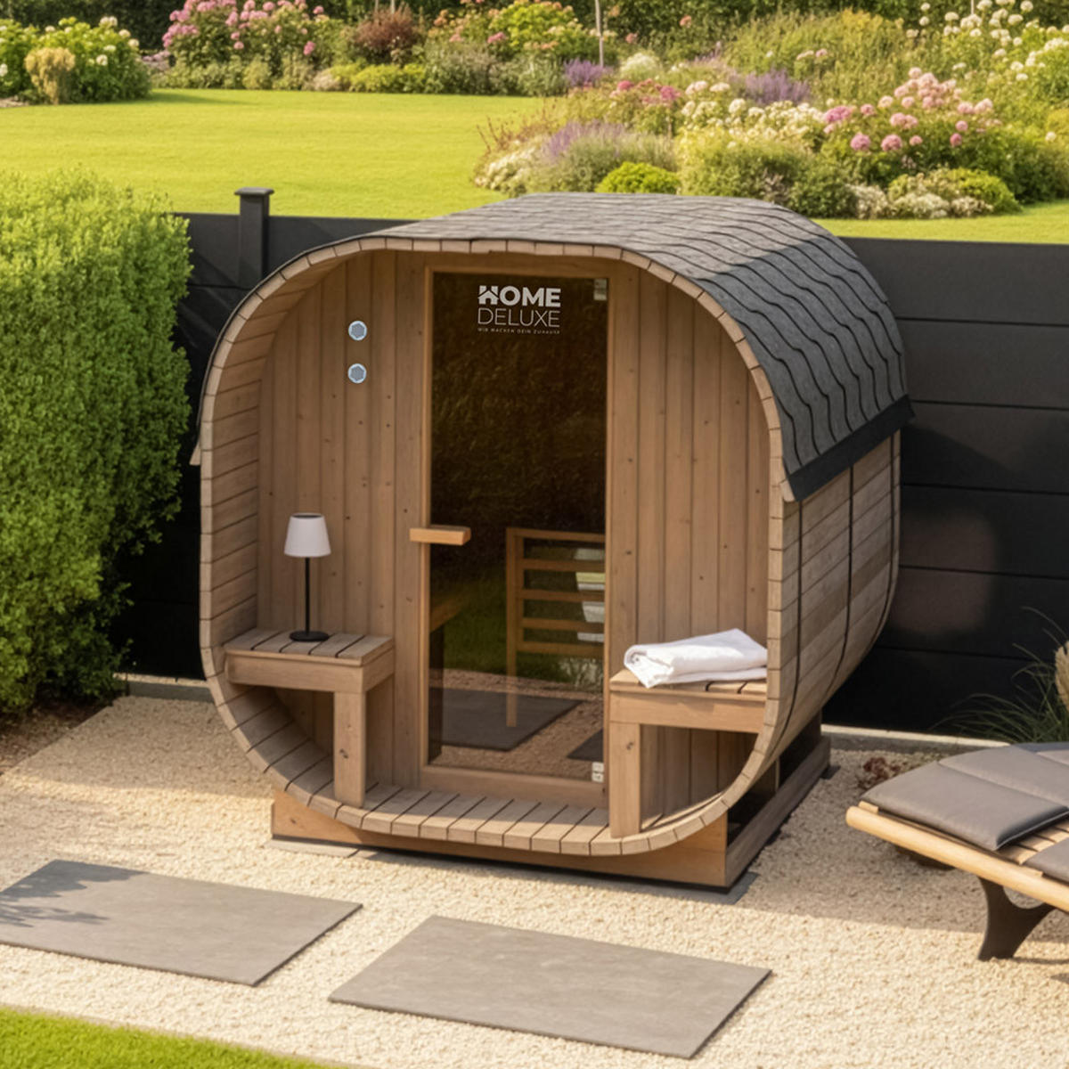 OUTDOOR SAUNA CUBE DELUXE L - DELUXE L - Braun, Holz (192.8/220/194cm) - Home Deluxe