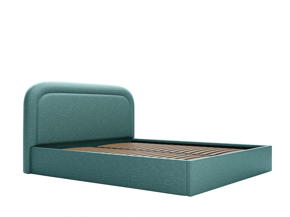 BETT mit Bettkasten - 2 Personen - Stoff - Blau - Blau, Textil (180/200cm) - Vente-Unique