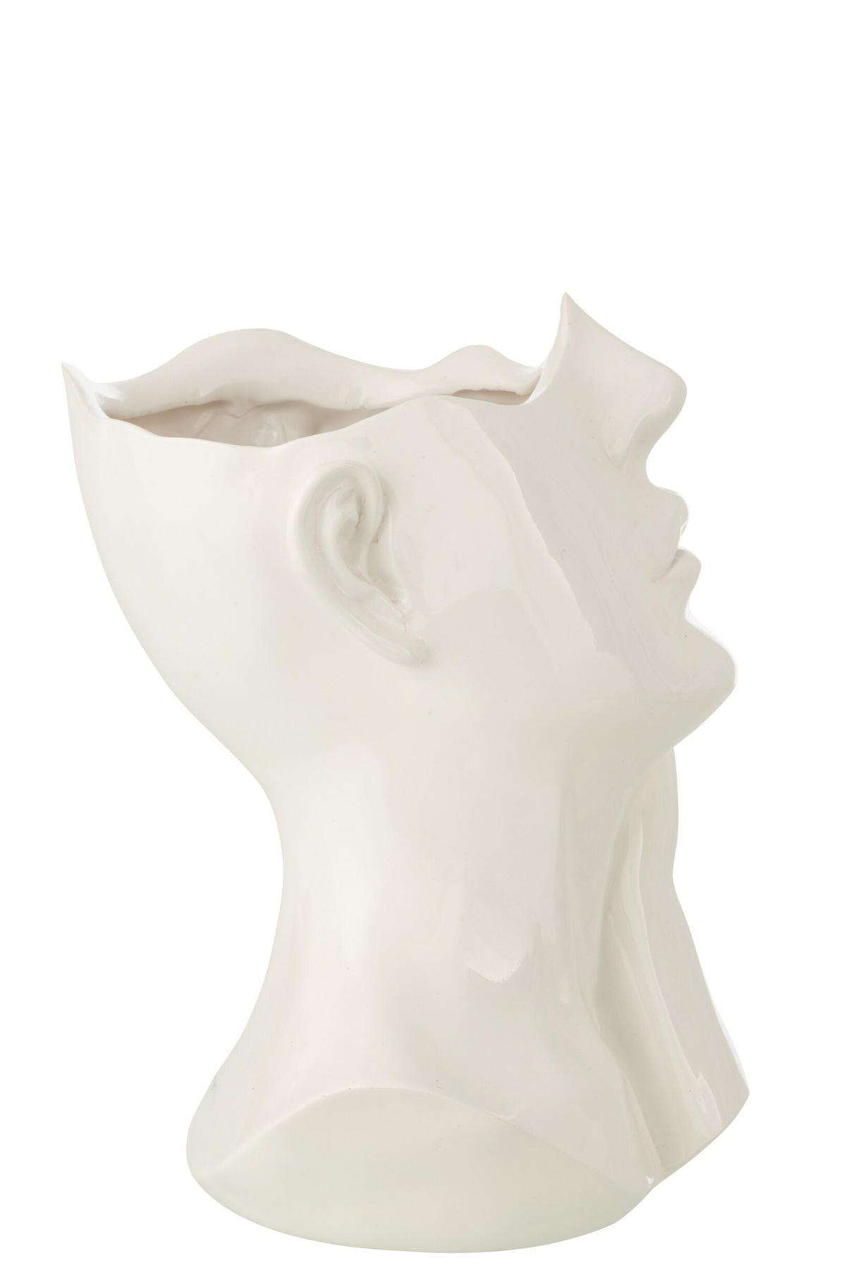 BLUMENTOPF FRAU Weiß - Weiß, Glas/Naturmaterialien (20/27.5cm) - J-Line