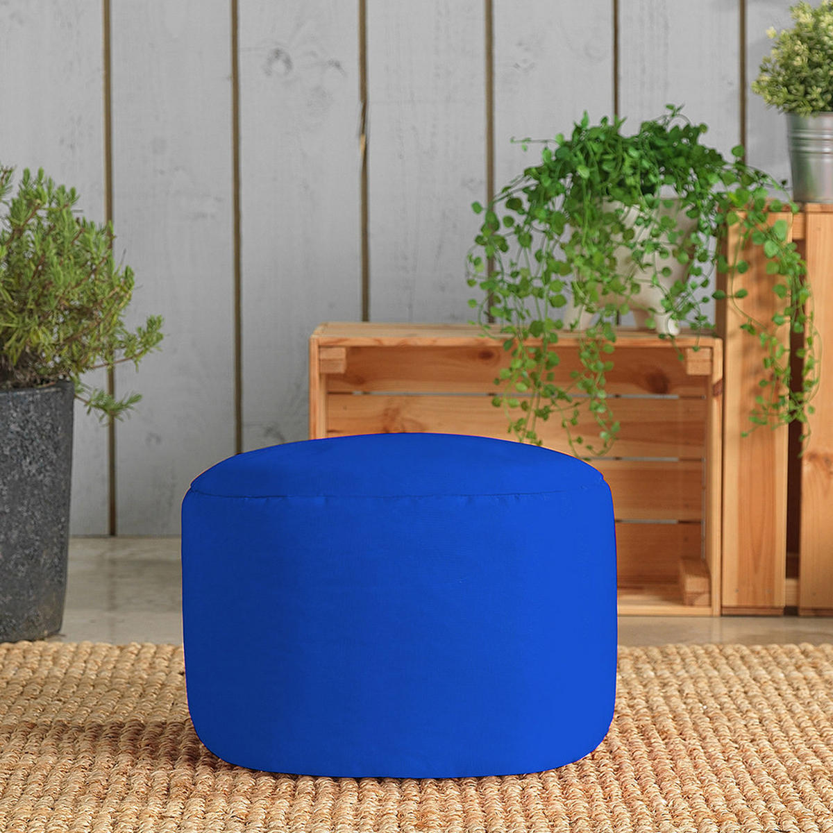 SITZPOUF Klassisch Rund - Blau, Kunststoff (38/20/38cm) - Veeva