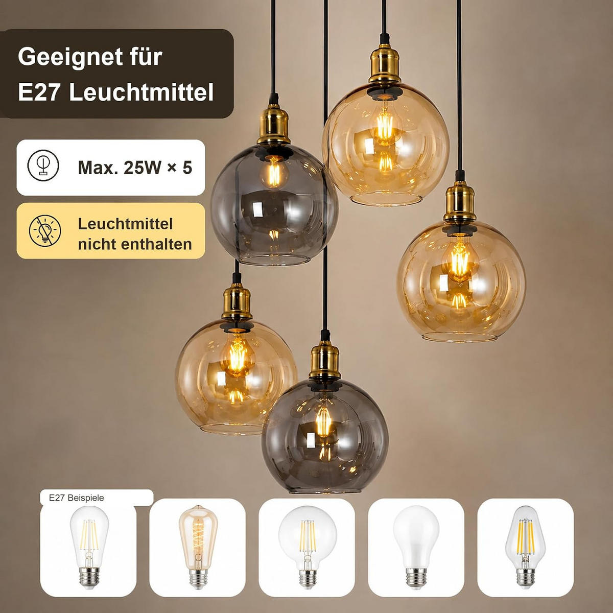 PENDELLEUCHTE Glyveth 54.5/20/156 cm - Multicolor/Schwarz, Glas/Metall (54.5/20/156cm) - ZMH