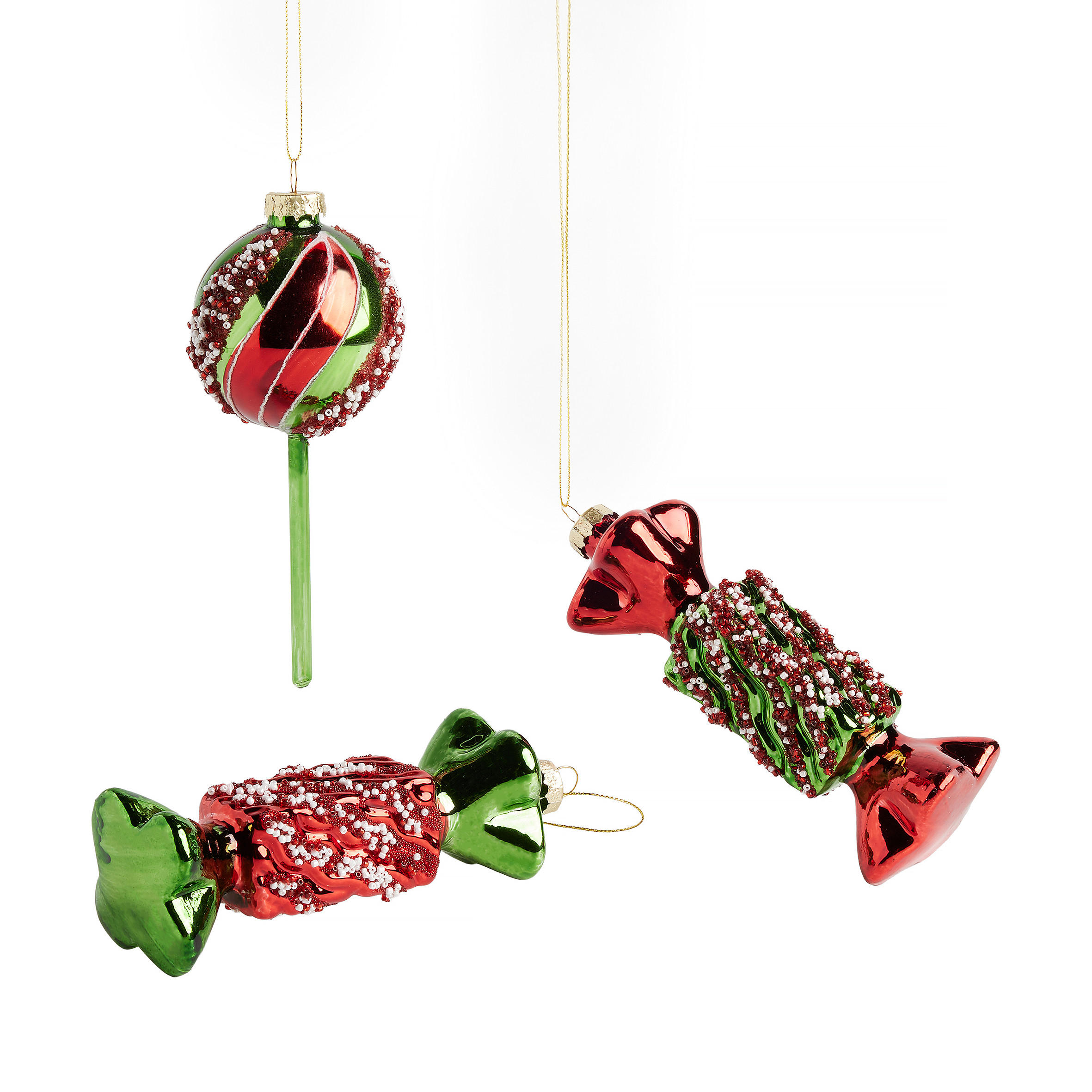 GLASKUGEL Xmascandy, Rot, 14.8 x 4.5 x 6 cm, Dekorative Weihnachtsdeko - Rot, Glas (4.5/14.8/6cm) - home&you