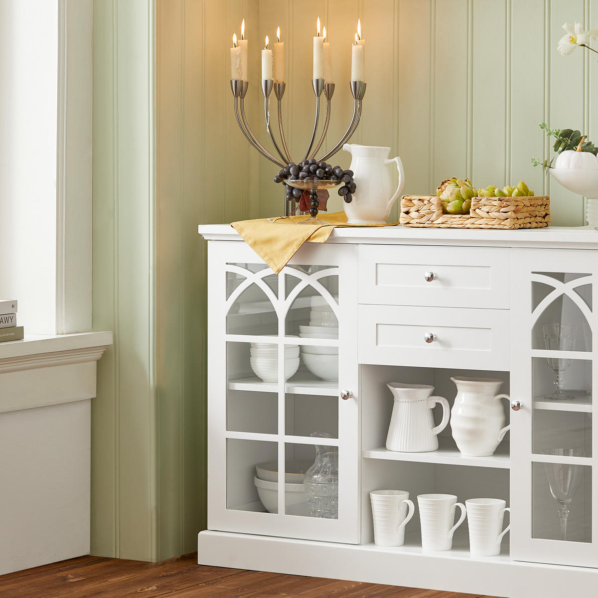 SIDEBOARD Weiß - Weiß, Glas/Holzwerkstoff (120/78/39cm) - SoBuy