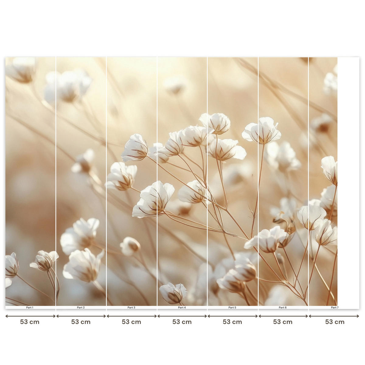 TAPETE - Wild - Blumen - Weiß - 300x220 cm - Creme, Papier (300/220cm) - OnlyWow