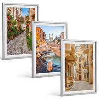 BILDER SET 3er Set - 40x60 cm Silberner Rahmen - Die bezaubernden Straßen des Brunnens - Silberfarben, Kunststoff (40/60cm) - TULUP