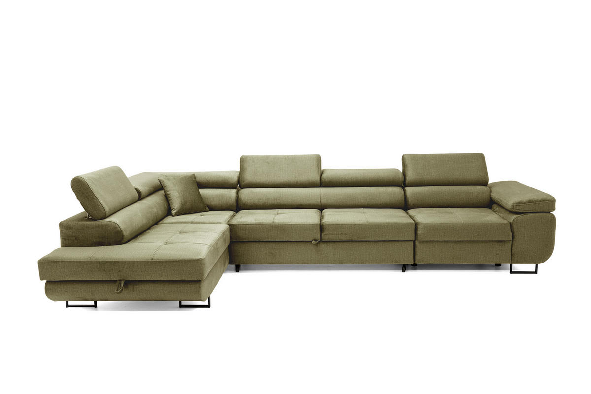 ECKSOFA WILD MAXI Links Hellgrün - Chromfarben/Hellgrün, Holz/Textil (350/203cm) - Muffo