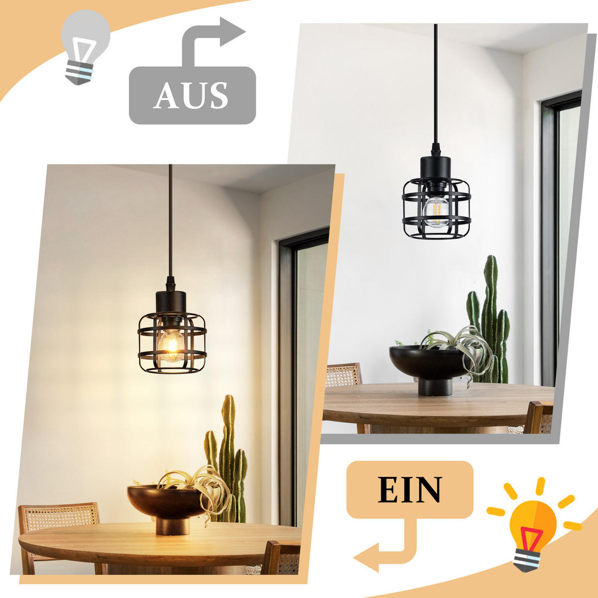 PENDELLEUCHTE Maxwell 10/10/140 cm - Schwarz, Metall (10/10/140cm) - ZMH