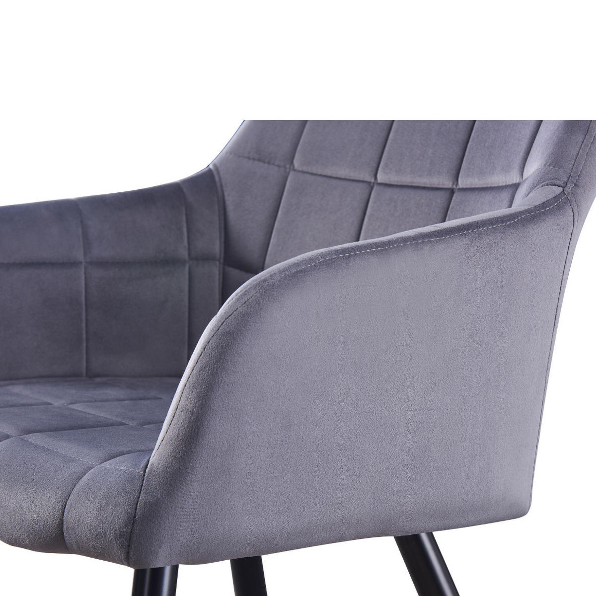 STUHL Samtgrau - Grau, Metall (55/82/59cm) - Life Interiors