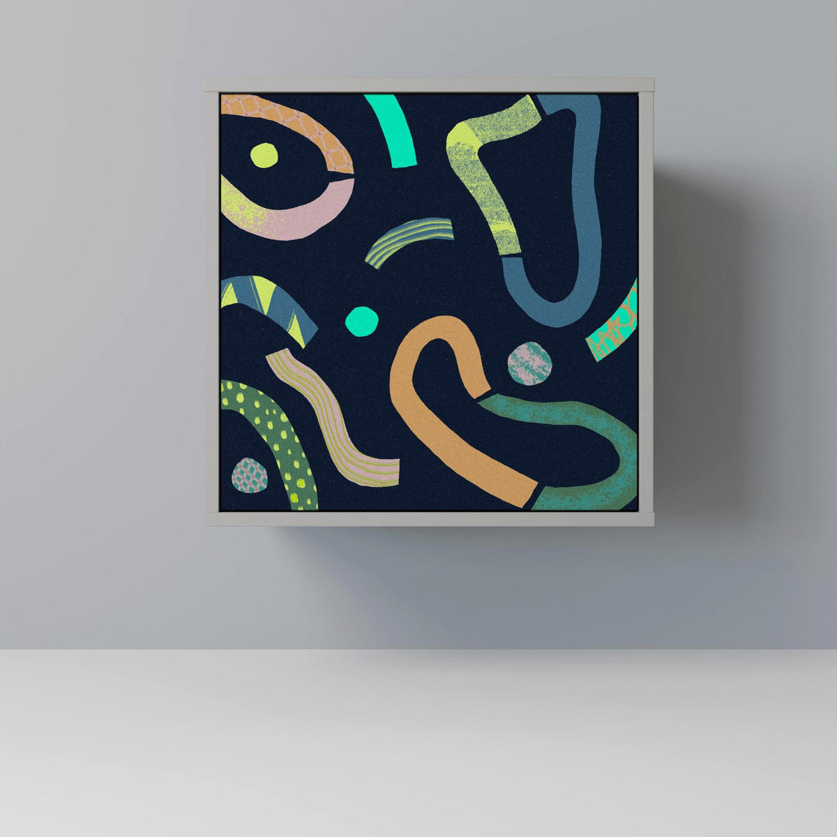 SIDEBOARD CONTRAST DANCE, Grau, 57,5x42x57,5 cm, Ohne Füße - Multicolor/Grau, Holzwerkstoff (57.5/57.5/42cm) - SpaceRebels