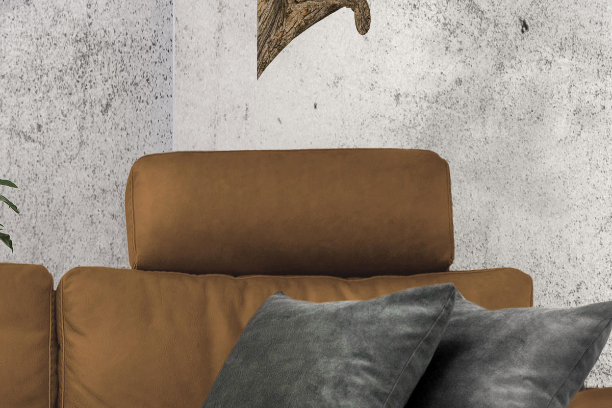 ECKSOFA XL MOTOR. RELAXFUNKTION LOLA Orange Leder - Schwarz/Orange, Leder (304/178cm) - KAWOLA