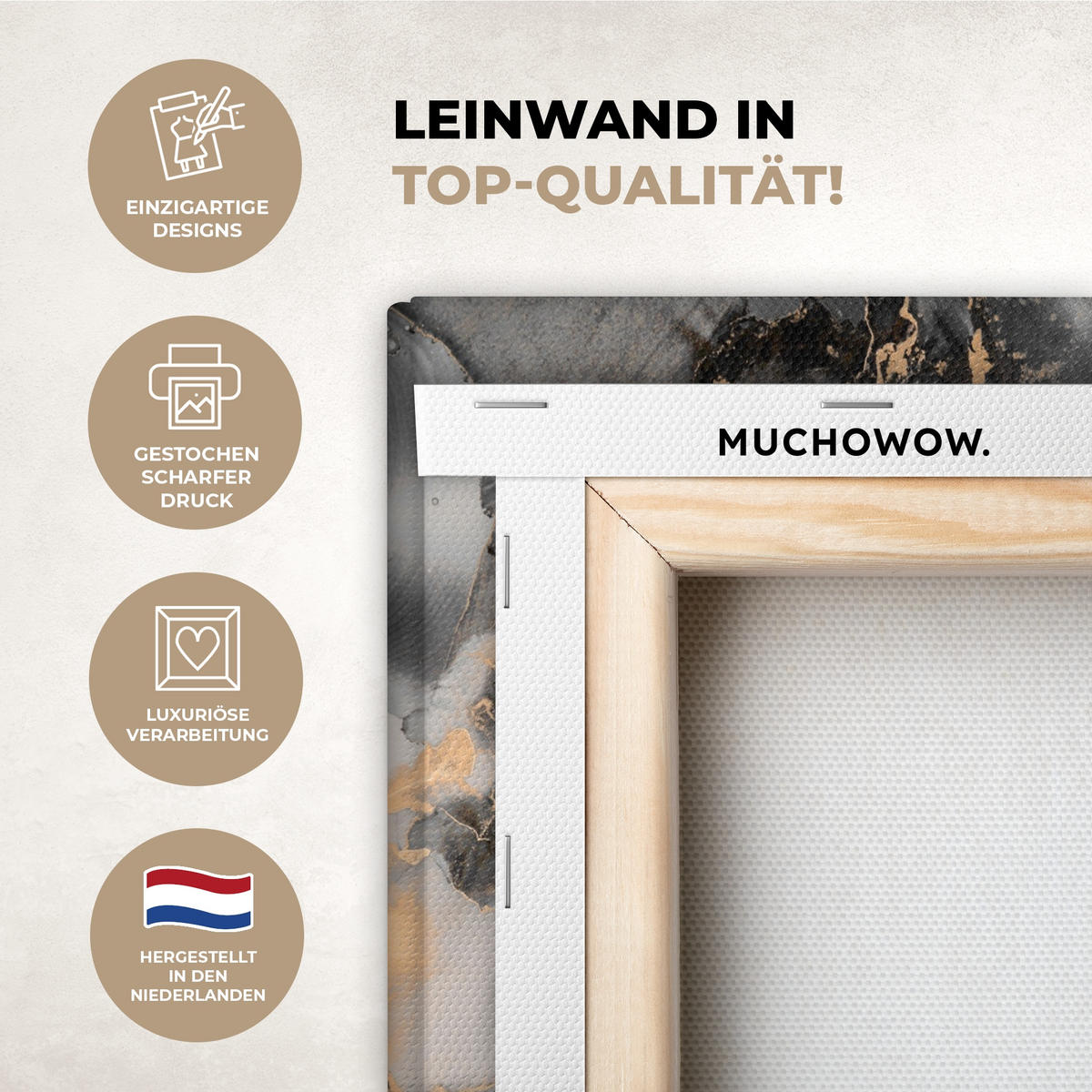 LEINWANDBILD Grau - Luxus - Gold - Marmor 20x30 cm - Dunkelgrau, Textil (20/30cm) - MuchoWow