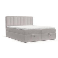 BOXBETT Lusso 200/200 cm Beige im Riva Stoff - Beige/Schwarz, Holz/Holzwerkstoff (200/200cm) - AltaBeds