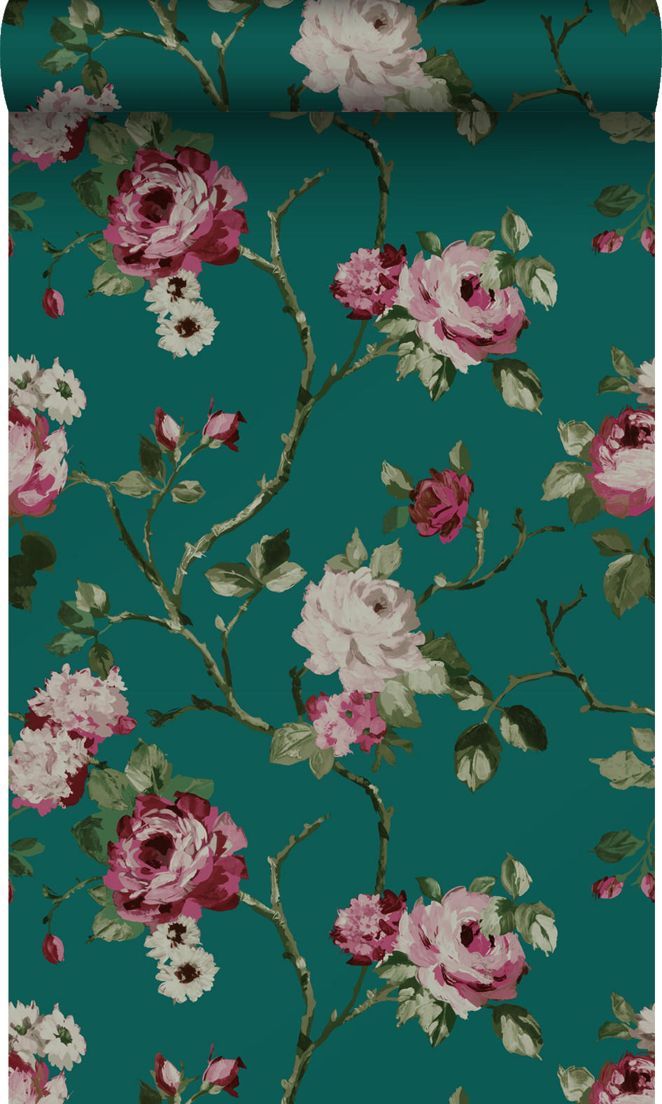 TAPETE Blumen 53 cm x 10.05 m - Grün, Papier (53/1000cm) - Origin Wallcoverings