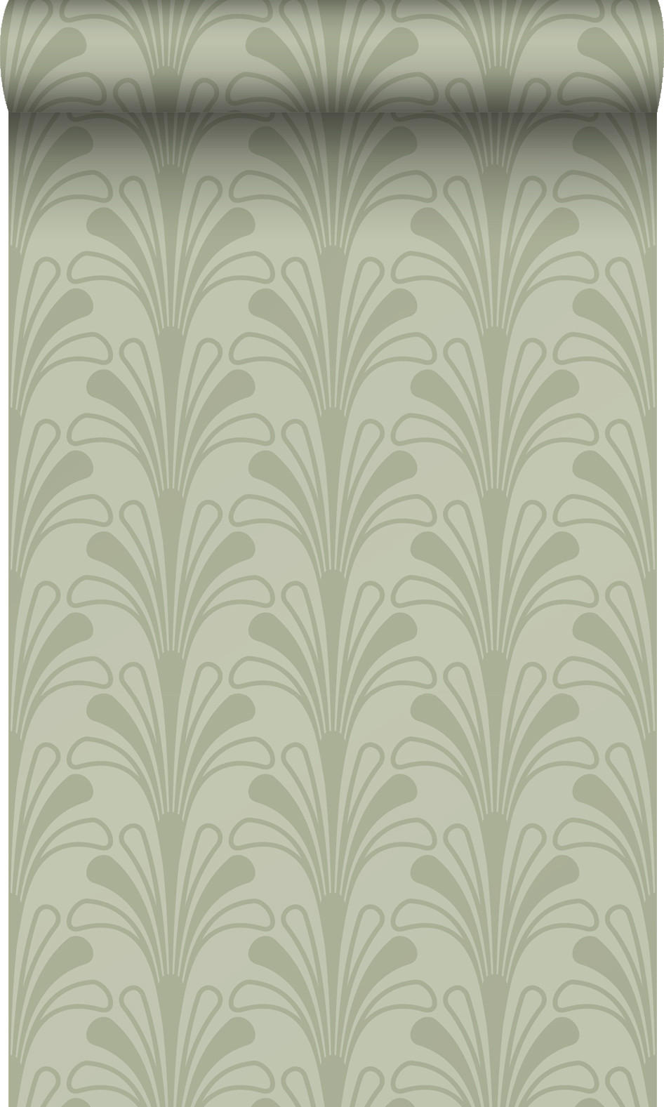 TAPETE Art Decó Muster 50 x 900 cm - Grün, Papier (50/900cm) - Origin Wallcoverings