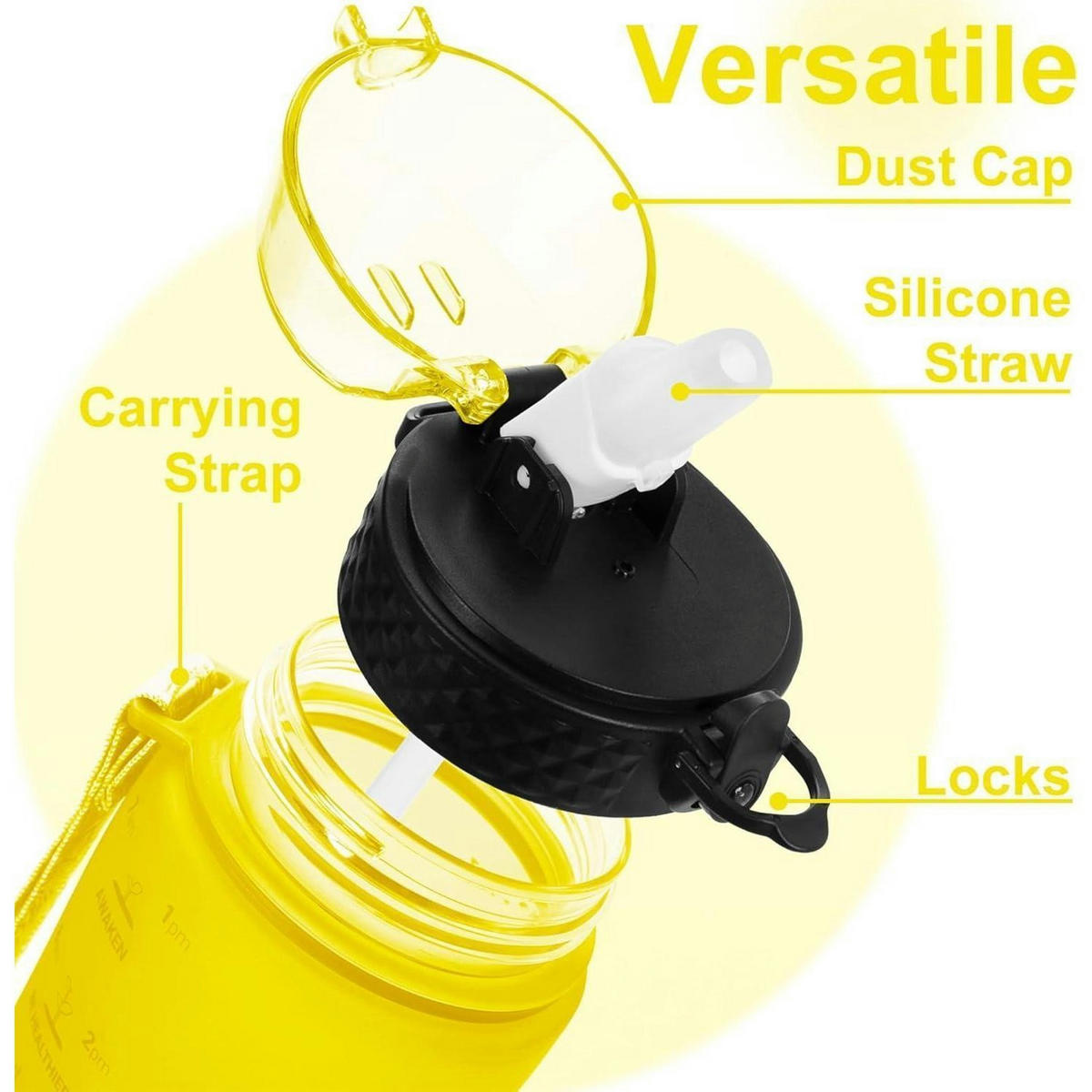 TRINKFLASCHE mit Strohhalm 500 ml Gelb - Gelb, Kunststoff (6.5/6.5cm)