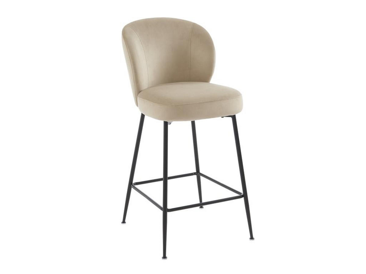 BARHOCKER 2er-Set - Samt & Schwarzes Metall - Beige - POLPONA - Beige, Textil (56/96.5/44cm) - Pascal Morabito