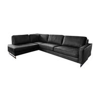 ECKSOFA VILNIUS Schwarz Lederfaserstoff - Schwarz, Leder/Metall (290/217cm) - KAWOLA