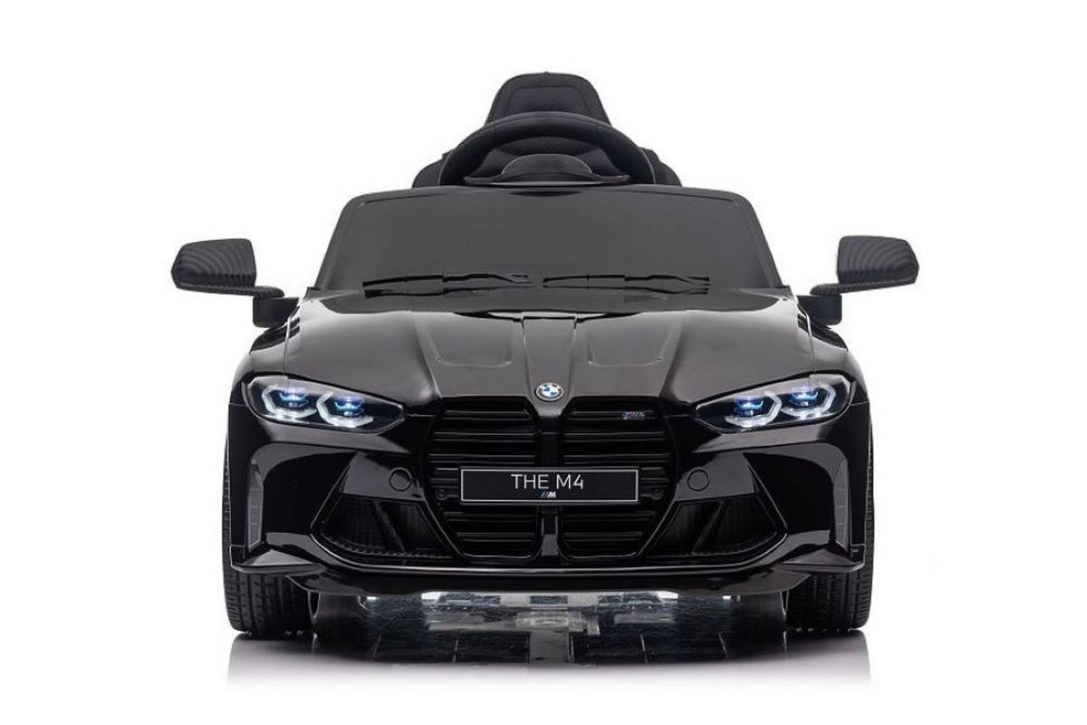 KINDER ELEKTROAUTO BMW M4 schwarz EVA-Reifen, Kunstledersitz, lizenziert, 2x 35 Watt Motoren, 2 Motoren - Schwarz, Kunststoff (110/74/49cm) - Es-Toys