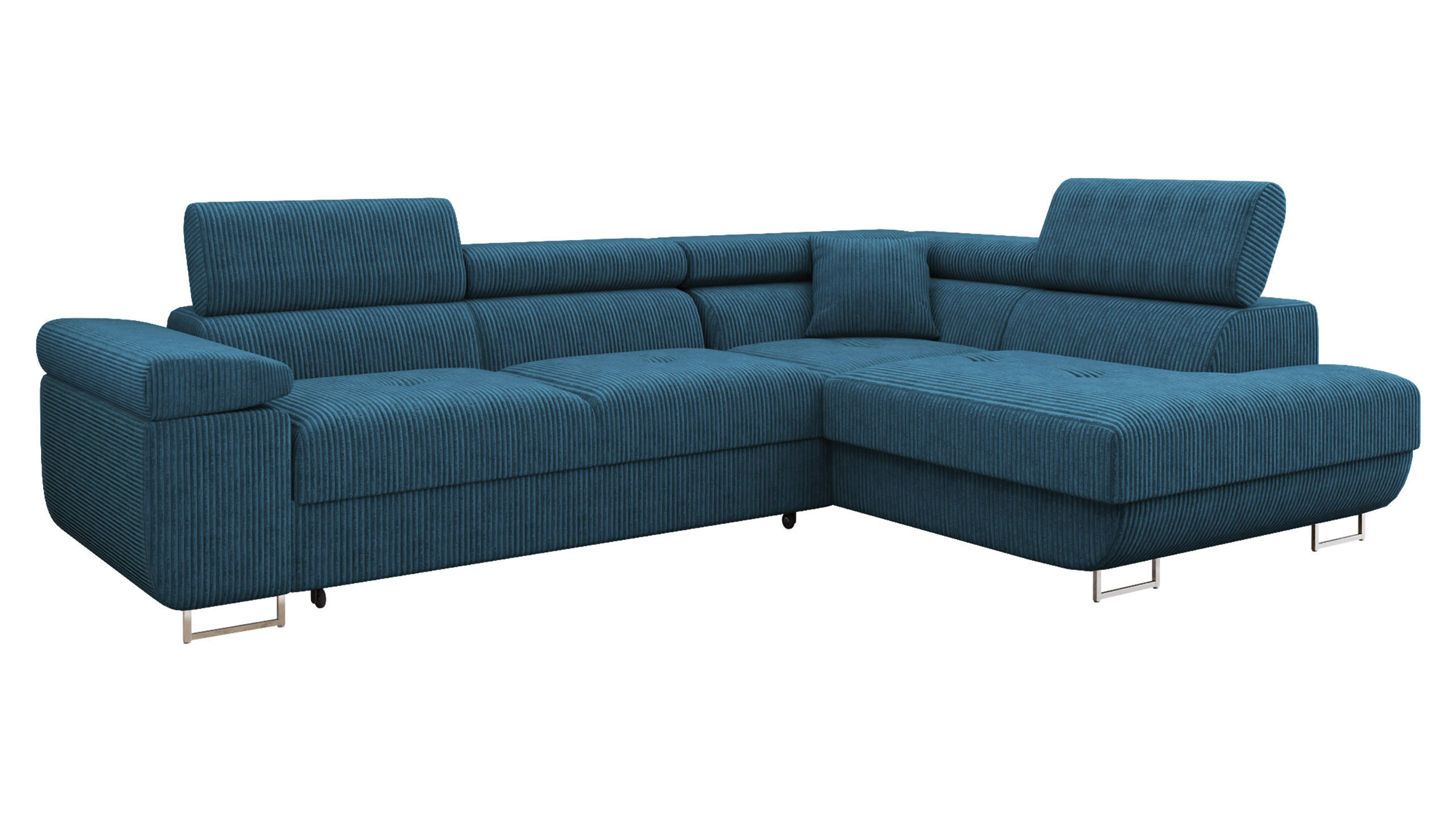 ECKSOFA Torezio Cord, Seite: Rechts - Blau, Holz/Textil (274/203cm) - MIRJAN24