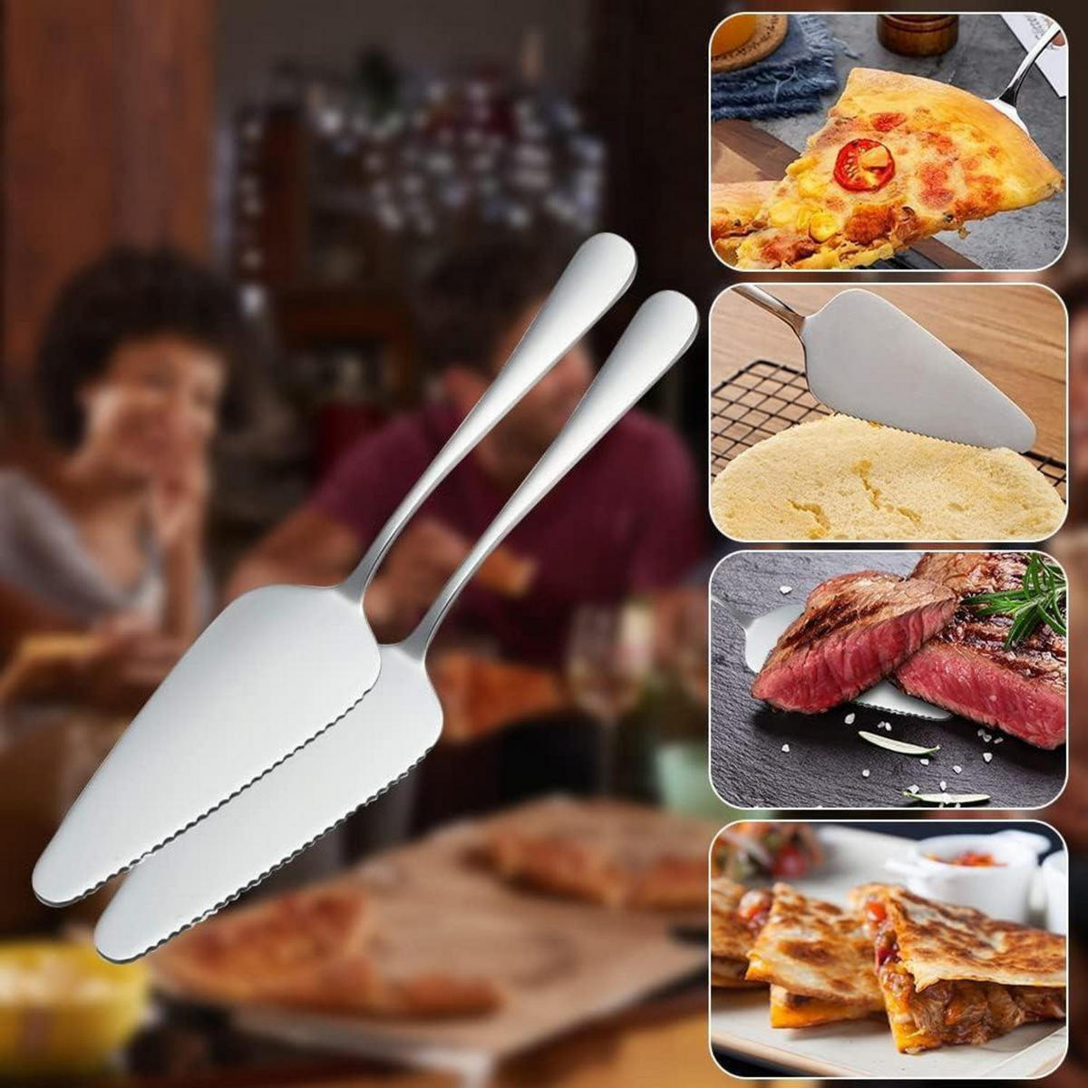 TORTENHEBER 6 Stück Edelstahl mit Wellenschliff - Silberfarben, Metall (22.5cm)