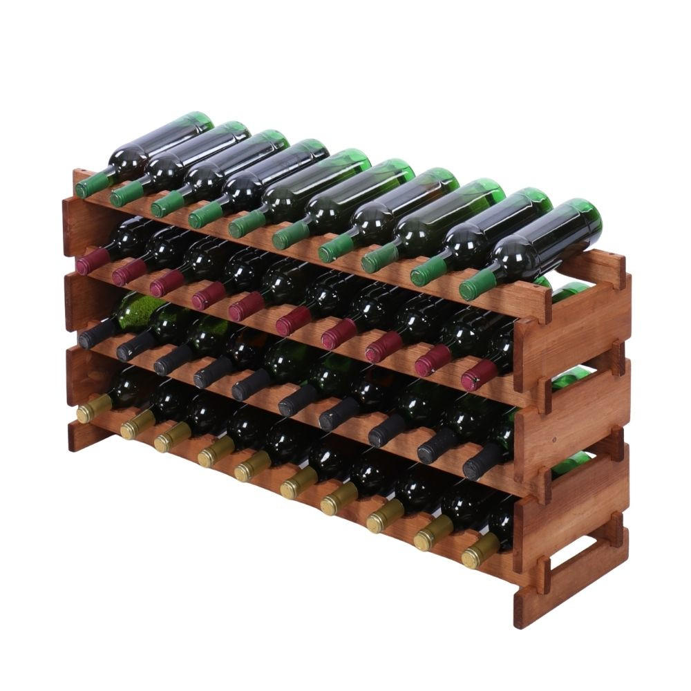 WEINREGAL VINOTECA FLEX PRO HxBxT 51x103x28cm 40 Flaschen auf 4 Ebenen Braun geölt - Braun, Holz (103/51/28cm) - PROREGAL