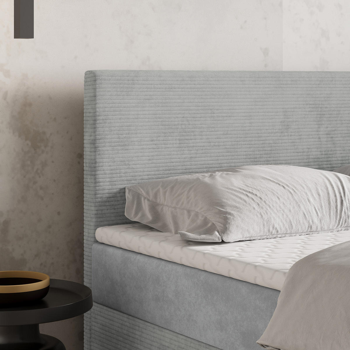 BOXBETT TORREL 160x200 cm mit Matratze und Topper - Beige - Beige, Holz (160/200cm) - MASSENO