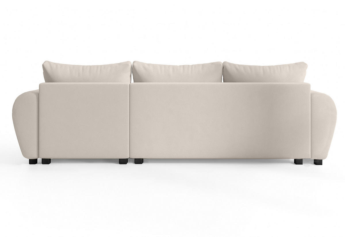 ECKSOFA L Form Malatya Beige 246/145/82 cm stilvolle mit Schlaffunktion R - Beige/Schwarz, Kunststoff/Textil (246/145cm) - AX Living