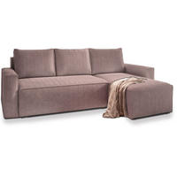 ECKSOFA POTARO Lila Kordstoff mit Schlaffunktion - Lila, Holz (232/140cm) - MASSENO