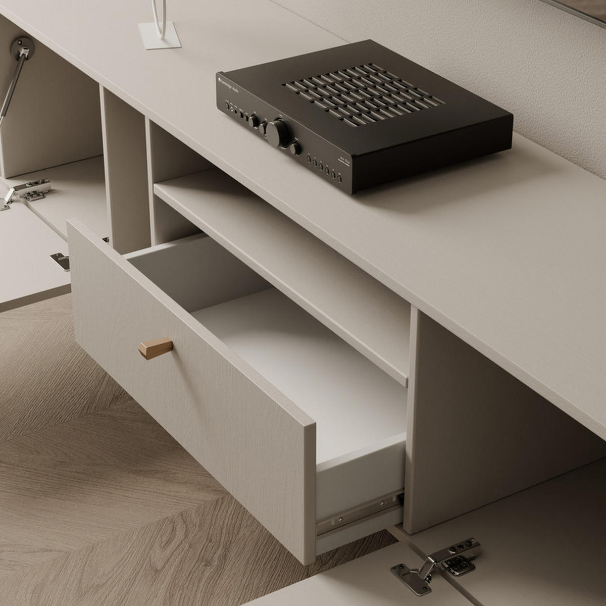 TV-LOWBOARD FLOW 180 cm, Beige - Beige, Holzwerkstoff/Metall (180/48.5/40.5cm) - Idohome