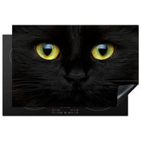 HERDABDECKPLATTE Katze - Augen - Gelb - Schwarz Induktionsschutz 81.6x52.7 cm - Schwarz, Kunststoff (81.6/52.7/0.2cm) - MuchoWow