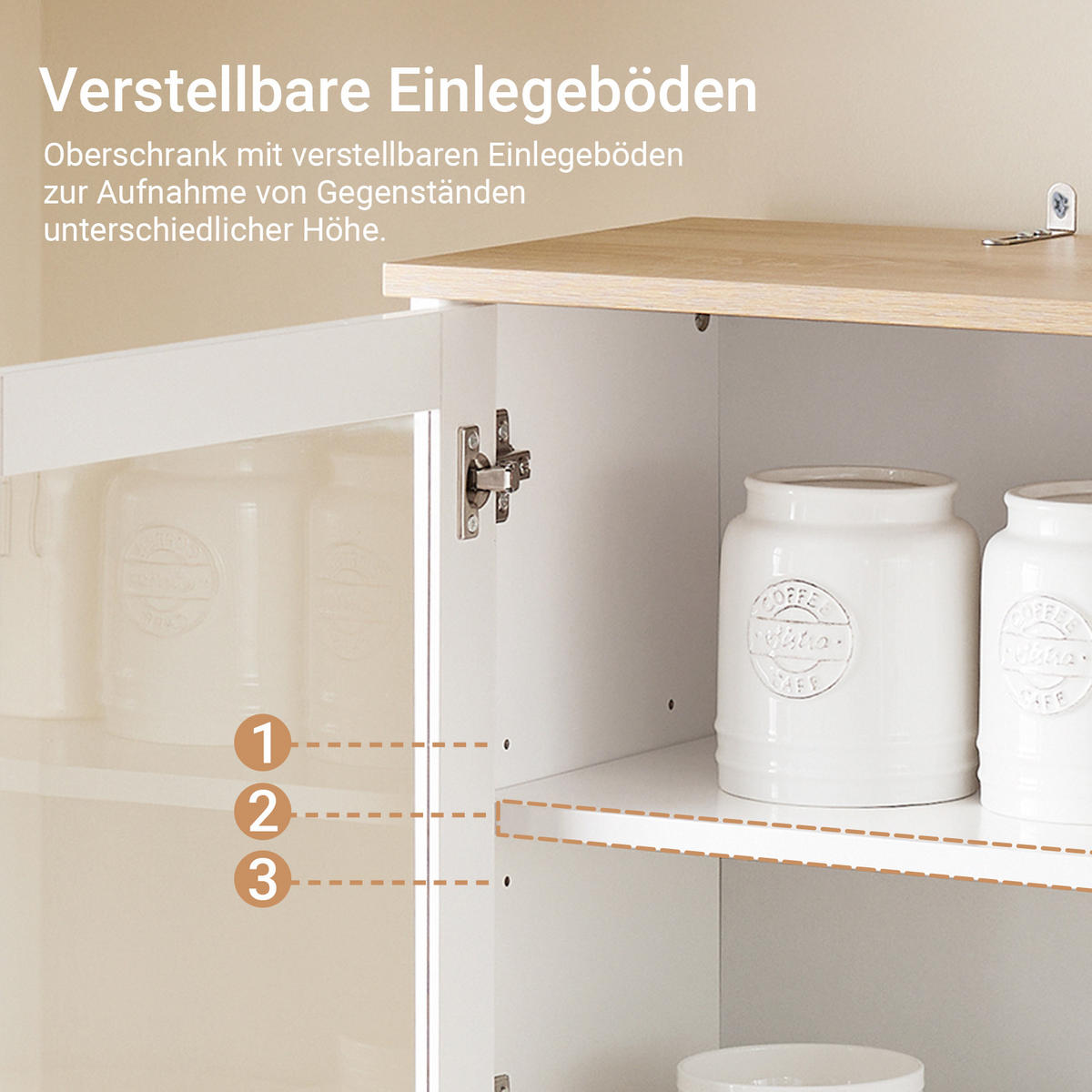 KÜCHENSCHRANK Weiß - Weiß, Glas/Holzwerkstoff (92/180/40cm) - SoBuy