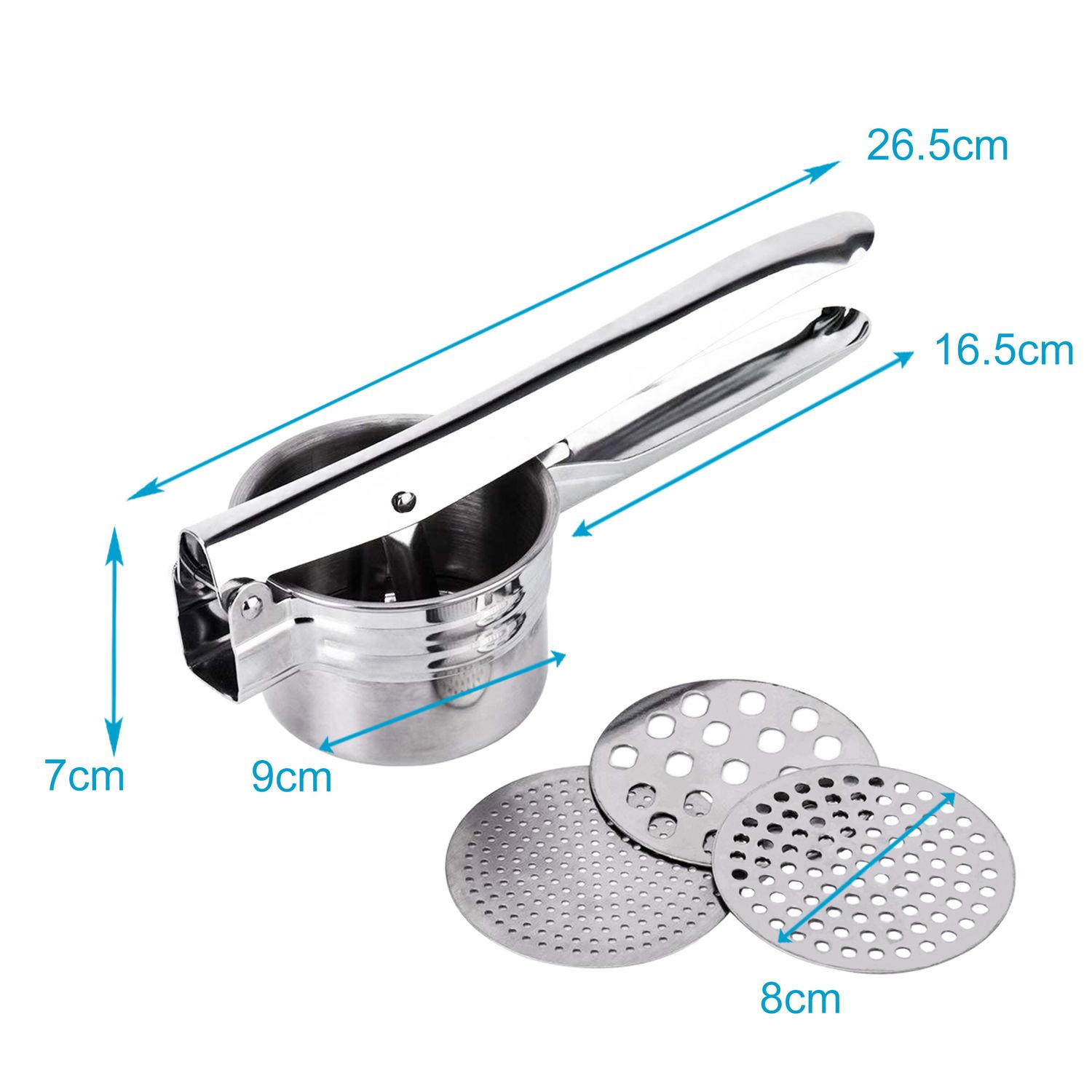 KARTOFFELSTAMPFER Multifunktional - Silberfarben, Metall (9.3/26.6cm) - Intirilife