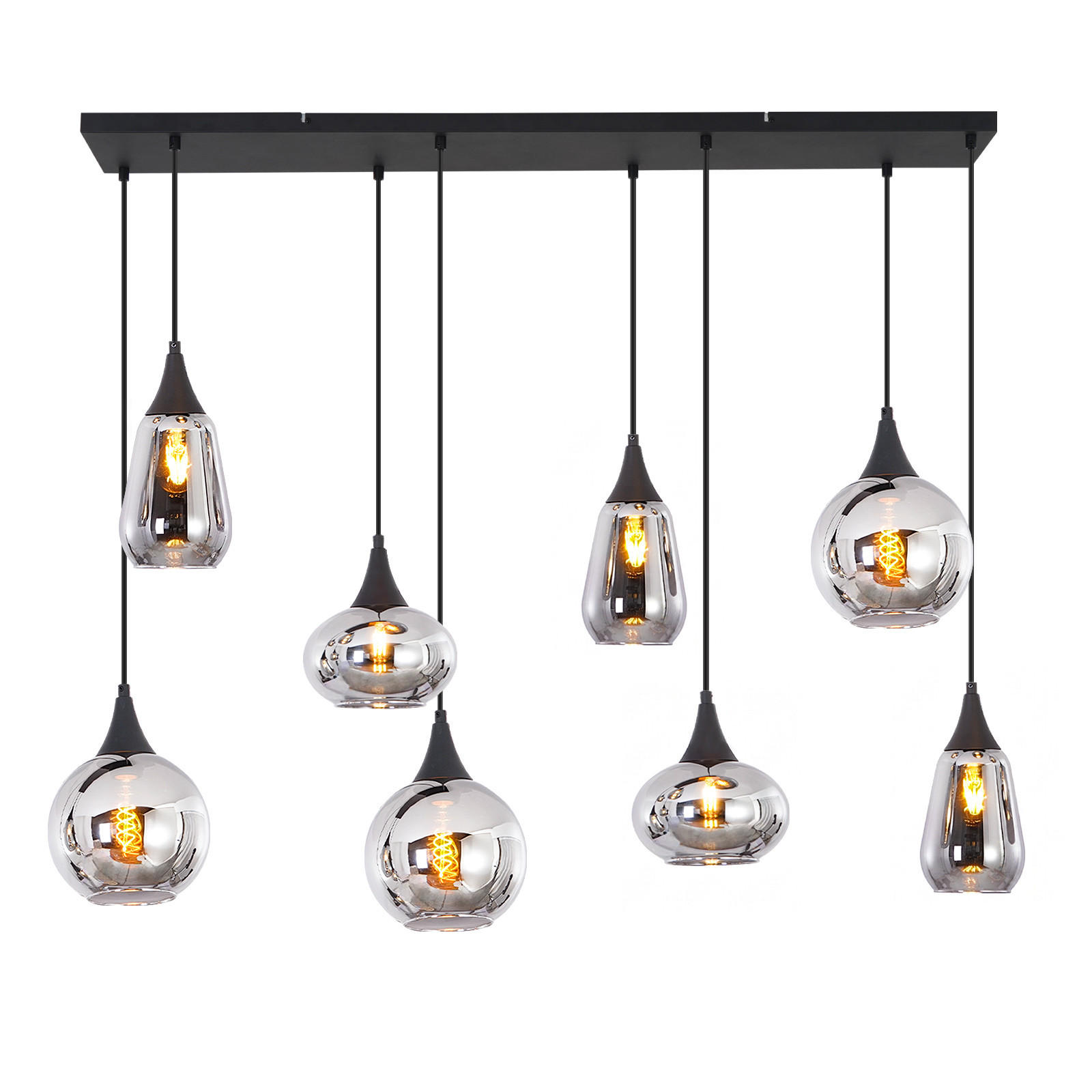 PENDELLEUCHTE Glornax 126/20/150 cm - Schwarz, Glas/Metall (126/20/150cm) - ZMH