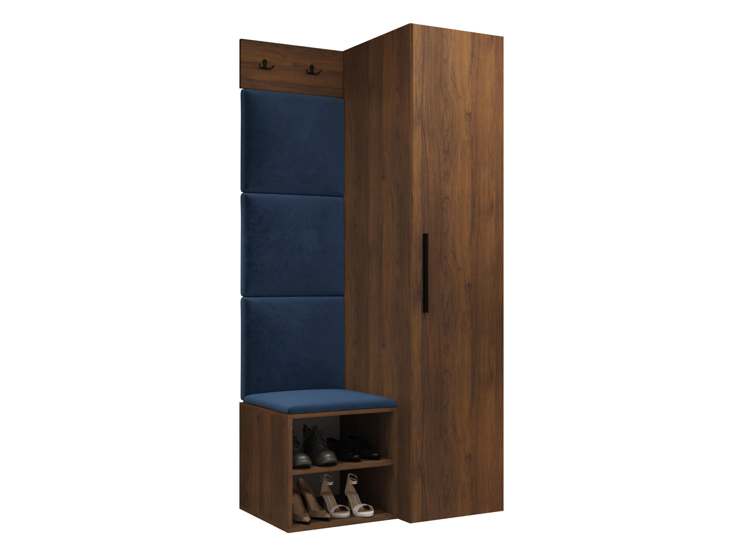 Mirjan24 Garderoben-Set Blau, Nussbaum 40x191x50 cm