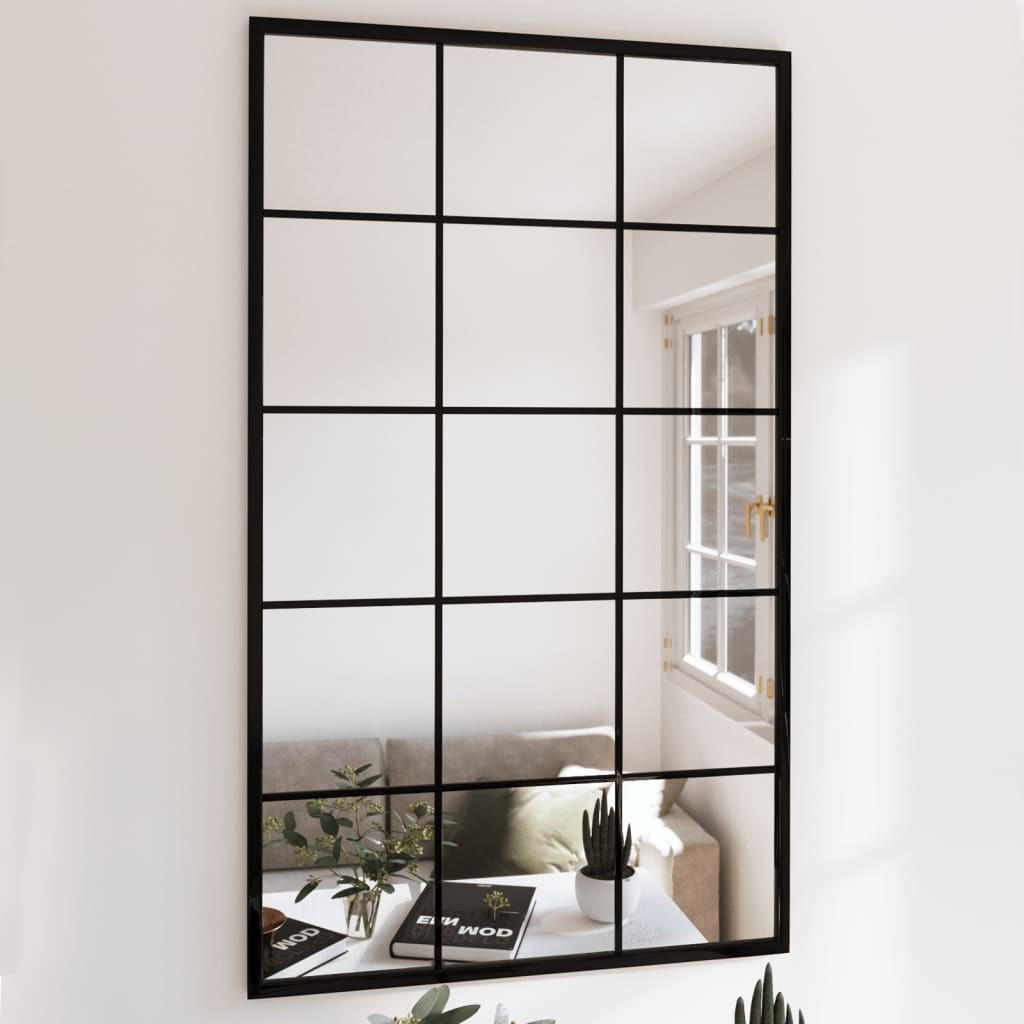 WANDSPIEGEL Schwarz 100x60 cm Metall - Schwarz, Metall (60/100/1cm) - furnicato