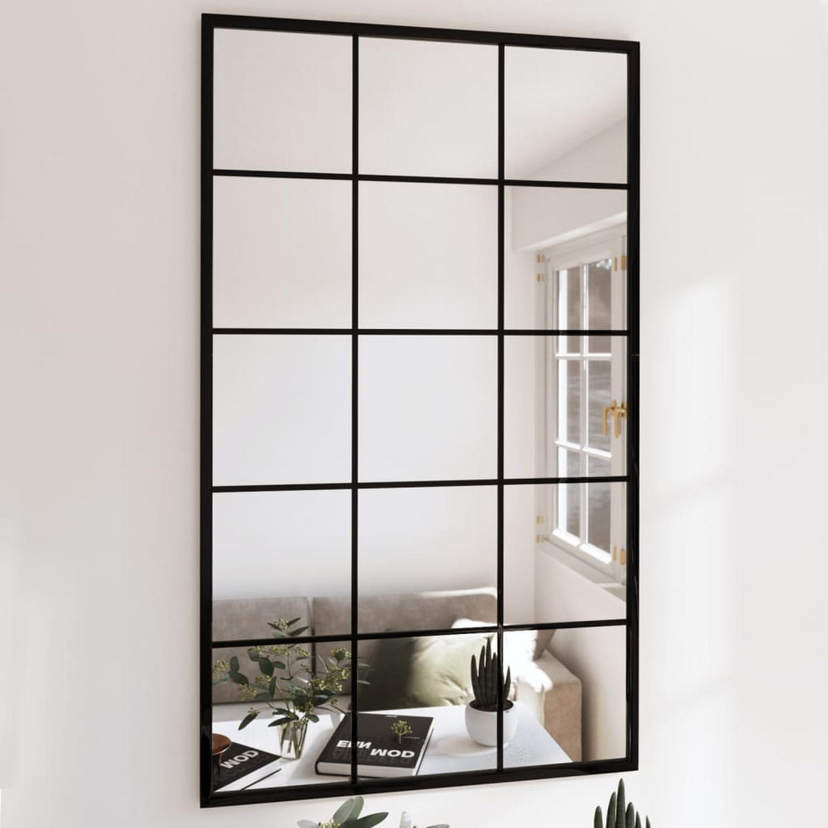 WANDSPIEGEL Schwarz 100x60 cm Metall - Schwarz, Metall (60/100/1cm) - furnicato