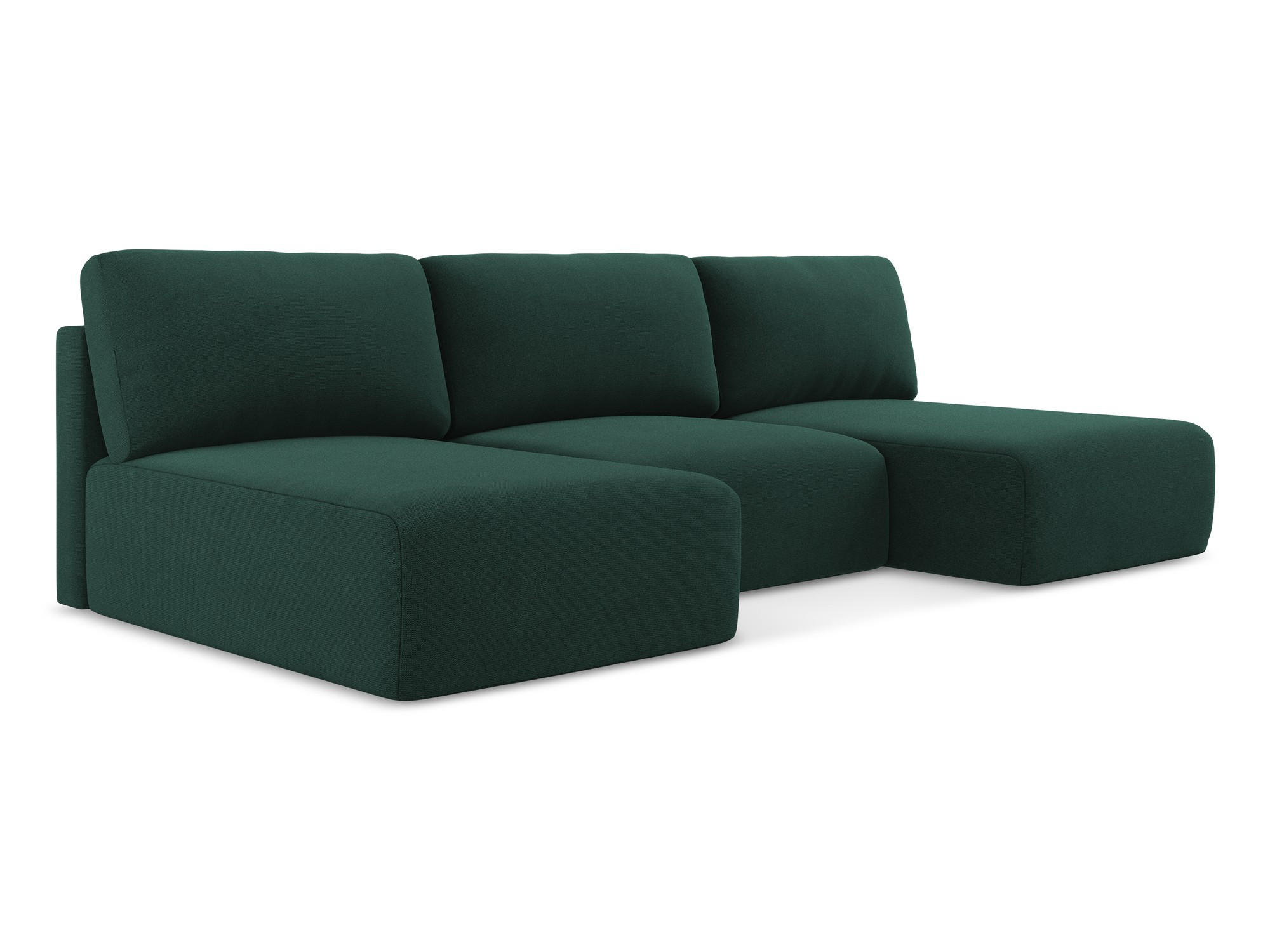 WOHNLANDSCHAFT Strukturstoff Stoff Grün - Dunkelgrün/Schwarz, Kunststoff/Textil (304/79/149cm) - Makamii