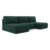 WOHNLANDSCHAFT Strukturstoff Stoff Grün - Dunkelgrün/Schwarz, Kunststoff/Textil (304/79/149cm) - Makamii