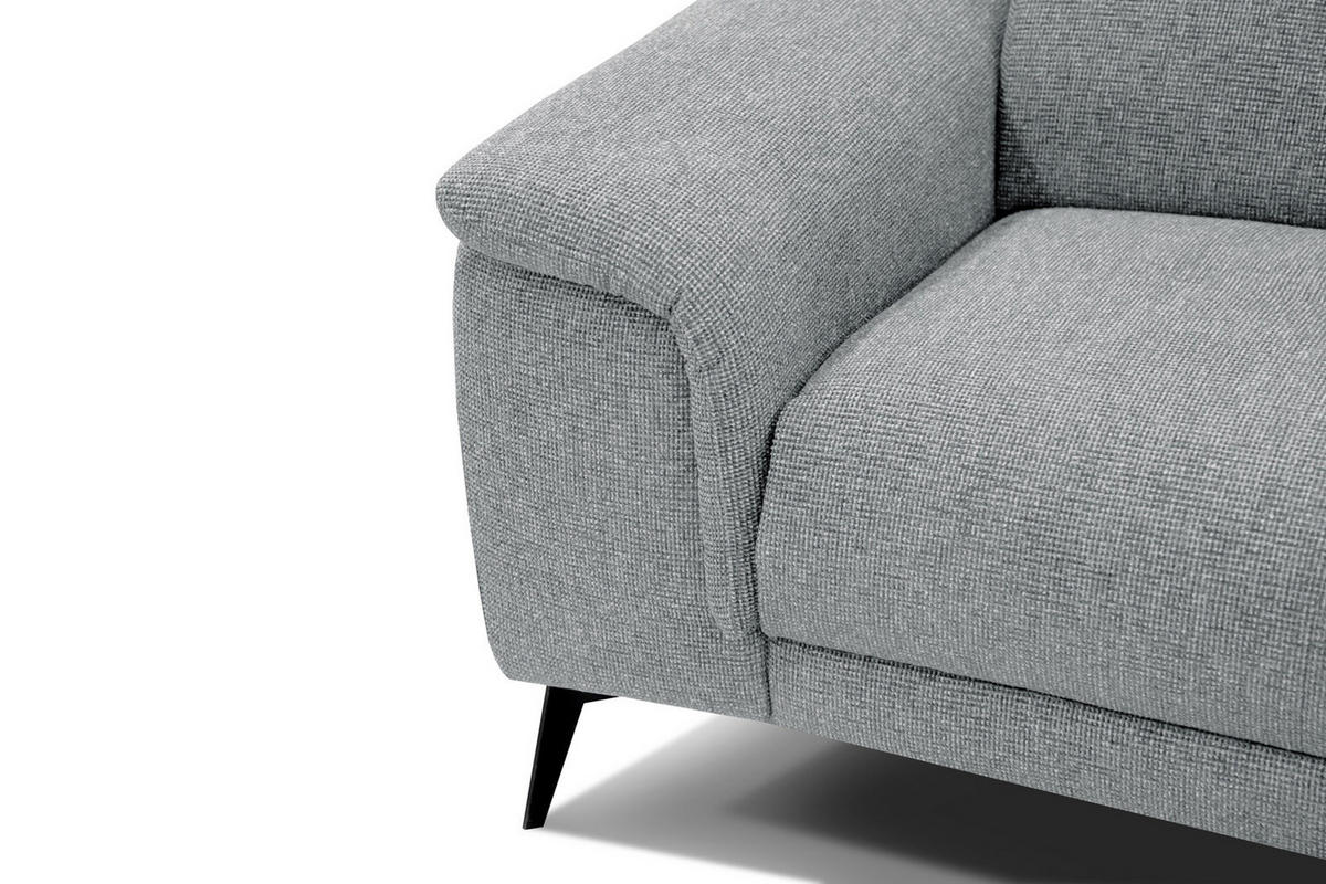 RELAXSOFA FIERO 3-Sitzer mit 1 Relaxfunktion, silberfarben - Silberfarben/Schwarz, Holzwerkstoff/Textil (212/82/103cm) - Courtois Laville