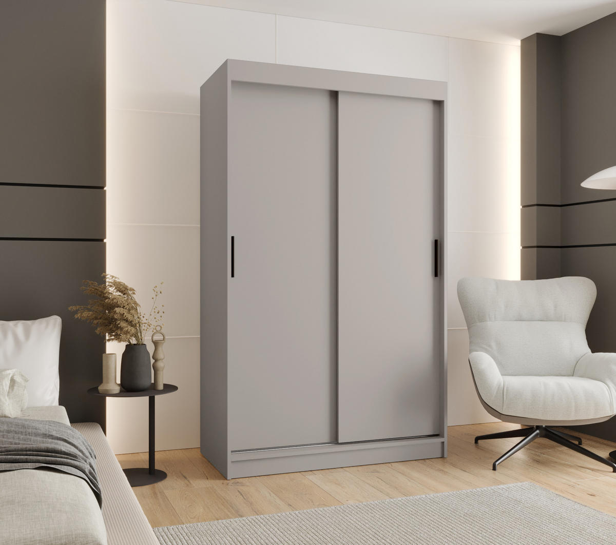 ŠATNÍ skříň s posuvnými dveřmi 200/120/62 2dveřová - černá/kašmírová, dřevo/plast (120/200/62cm) - Abiks Möbel