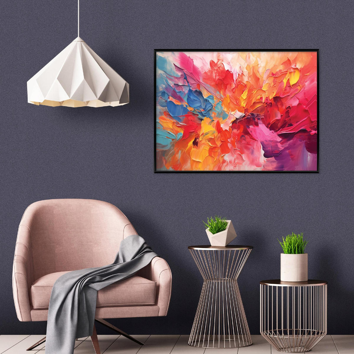 BILDER mit Rahmen Abstrakt Aquarell Bunt 60x40 cm - Multicolor, Holzwerkstoff (60/40cm) - Wallarena