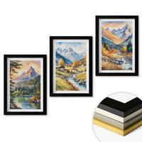 WANDBILDER 3er-Set - 20x30 cm Schwarzer Rahmen - Berglandschaft mit einem Fluss - Schwarz, Kunststoff (20/30cm) - ArtPrintCave