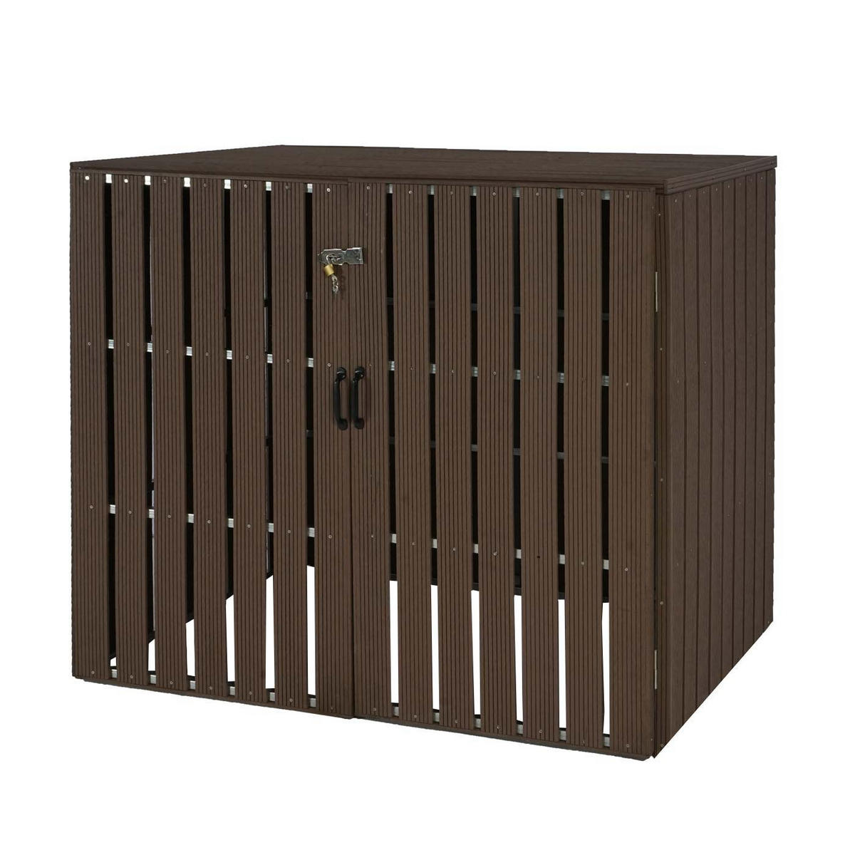 MÜLLTONNENBOX XL 2er-/4er-WPC HxBxT 115x140x100cm Metall Holzoptik erweiterbar Braun - Braun, Metall (140/115/100cm) - PROREGAL