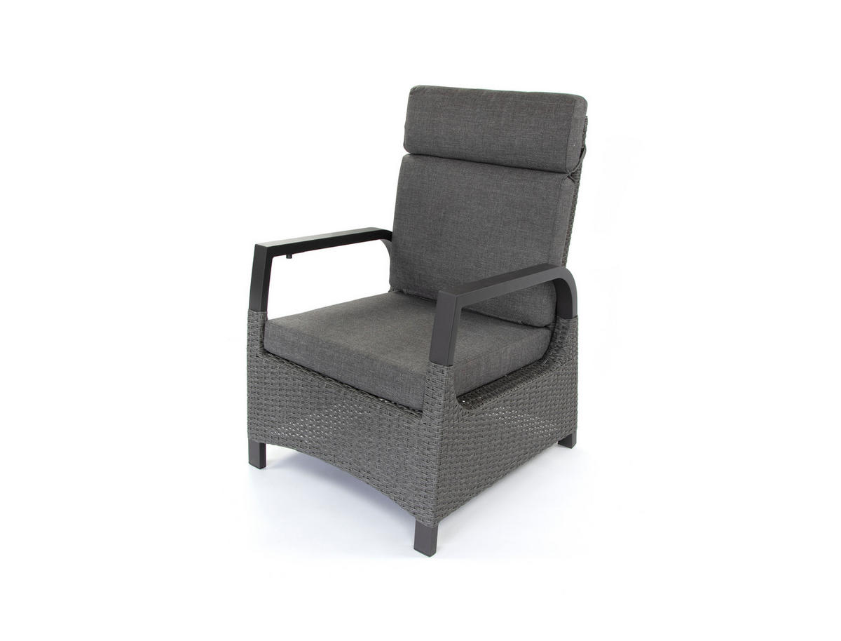 GARTEN-ESSGRUPPE Montana Anthrazit Aluminium für 4 Personen - Grau, Naturmaterialien - Green Spirit