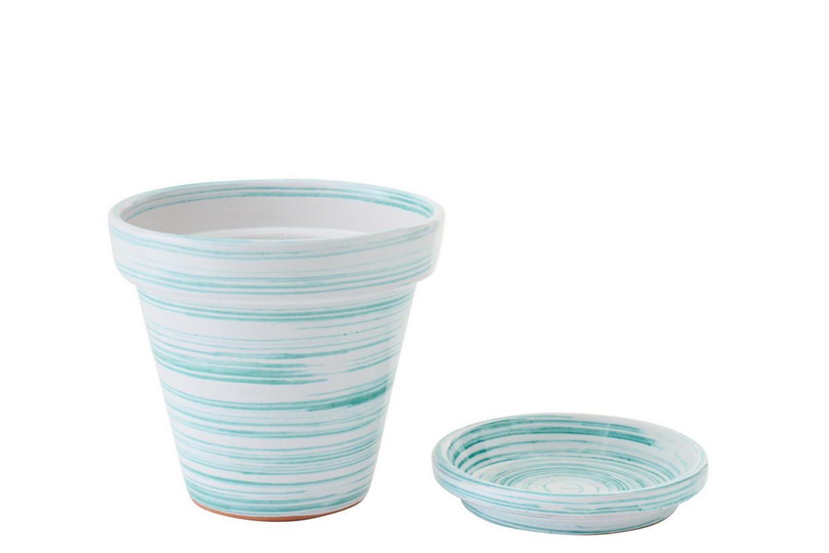 BLUMENTOPF MW Grün - Weiß, Keramik (27/25cm) - J-Line
