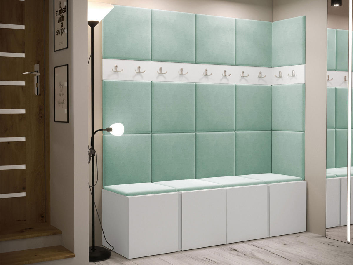 GARDEROBEN-SET Orion II - Weiß/Mintgrün, Holzwerkstoff/Kunststoff (168/186/46cm) - MIRJAN24