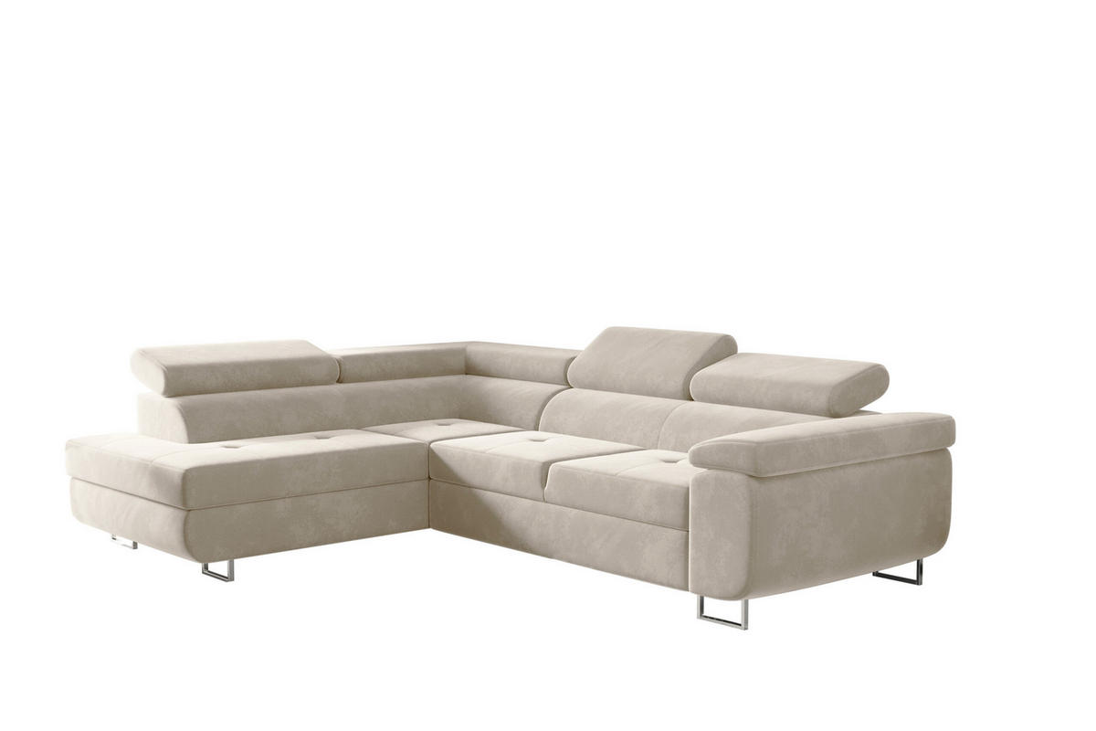 ECKSOFA mit Schlaffunktion und Bettkasten ATOM Ecru Links - Ecru, Holz/Textil (202/275cm) - Kaiser Möbel