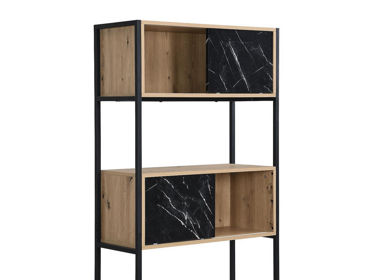 BÜCHERREGAL - 80 cm x 34 cm - holz - schwarz, naturfarben hell Yelania - Schwarz/Naturfarben, Holz (80/180/34cm) - Vente-Unique