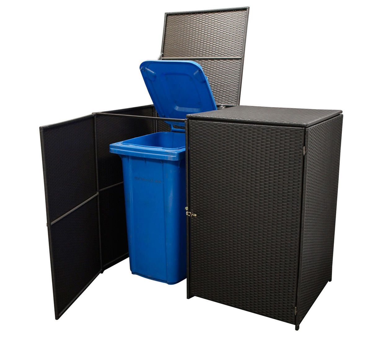 MÜLLTONNENBOX Belfast für 2 Tonnen bis 240L - Mülltonnenverkleidung aus Metall und Polyrattan mocca. BxTxH: 150x78x123 cm - Braun, Metall (150/123/78cm) - TPFGarden